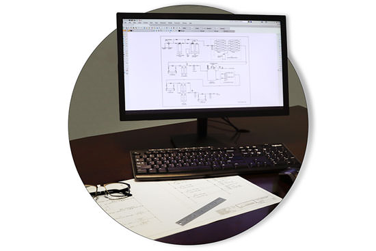 Water Treatment System Design on computer screen